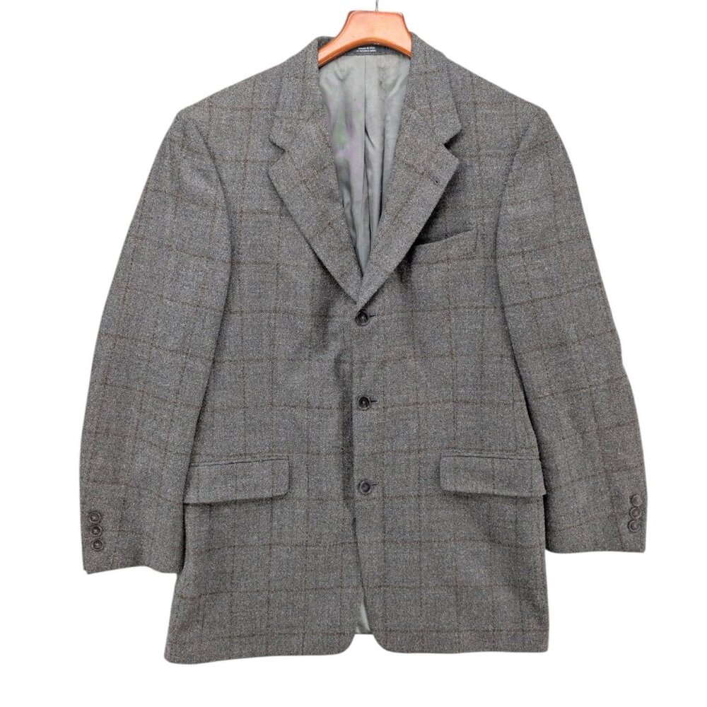 Hart Schaffner Marx Foursome Jacket Blazer Mens Gray Windowpane Sport Coat Sz 39